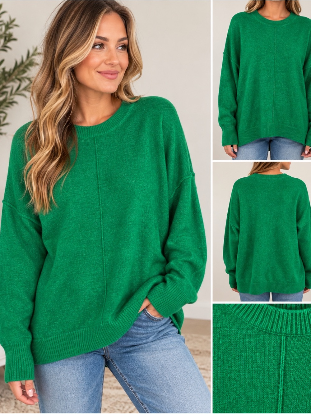 Vince Camuto Green Oversized Crewneck Sweater Women’s Large